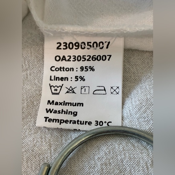 Commense White Cotton & Linen Contrast Trim Shirt. Size Medium. NWT - Picture 8 of 15